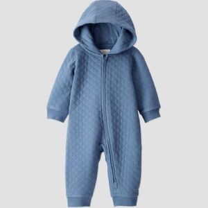 Little Planet By Carter's Organic Baby Boys' Quilted Hooded Jumpsuit - Blue
